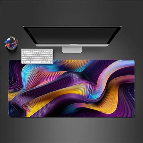 QiHon Gaming Mauspad XXL Lila Zusammenfassung Großes Mauspad Schreibtischauflage mit Vernähte Kanten Einer speziellen Oberfläche verbessert Geschwindigkeit und Präzision 800x400x3mm
