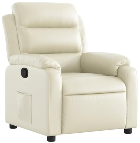 vidaXL Fauteuil Inclinable, Chaise de Relaxation avec Repose-Pieds, Siège avec Dossier et Accoudoirs Salle de Séjour, Moderne, Crème Similicuir