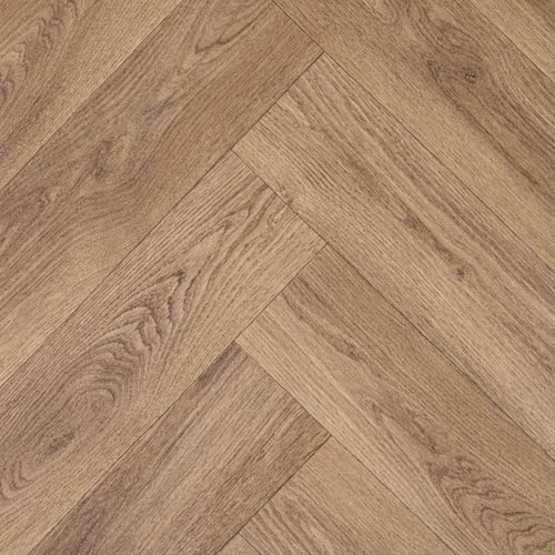 Natural Herringbone Effect Magic Vinyl Flooring 2.8mm Thick Lino Roll Bathroom Kitchen (4m Wide x 2m Long)