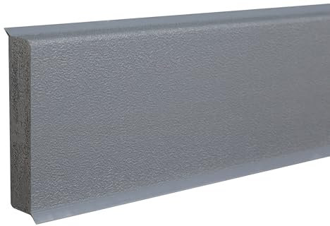 PROVISTON - Battiscopa in plastica, 12 x 60 x 2500 mm, in schiuma rigida in PVC, colore grigio, da incollare, viti e chiodi, 10 pezzi