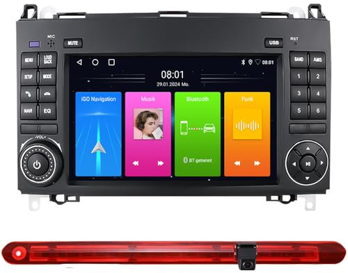Auto GPS Navi Touchscreen Autoradio Navigation Bildschirme Monitore mit CarPlay & Android +HD Rückfahrkamera kompatibel mit Mercedes-Benz W447 V200 V220 V250 V260 Vito Kasten (G7239+Rückfahrkamera)