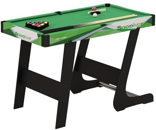 SPORTNOW Table de Billard Pliable américain Compact avec Accessoires 16 Billes, 2 queues, Craie, Triangle, 104L x 55,5l x 68H cm, Tapis Vert