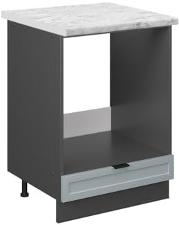 Vicco Herdumbauschrank Fame-Line, Herdschrank, Hellblau-grau, 60 cm, AP Marmor