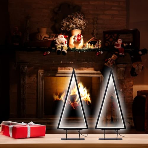 Carlo Milano Weihnachtsdeko-Bäume: 2er-Set Design-Metall-Weihnachtsbaum, 96 LEDs, 46 cm Höhe (Decor Weihnachtsbaum, Modell, LED Tischlampen)