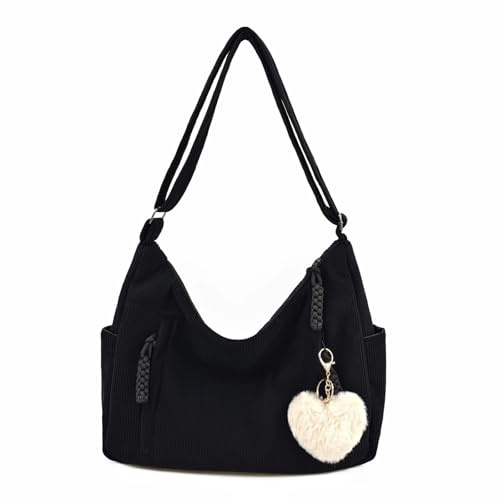 Mervokl Cord Tasche Damen Umhängetasche Shopper Handtasche Tote Bag Groß Crossbody Hobo Schultertasche Aesthetic Uni Tragetasche mit Verstellbarer Schultergurt für Schule Arbeit