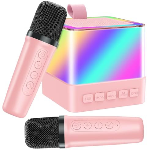 Kids Mini Karaoke Machine, Advent Calendar Birthday Gift Present, Christmas Stocking Fillers Secret Santa Gifts for Teen Girl, Daughter, Niece, Granddaughter Teen Girls (Pink)