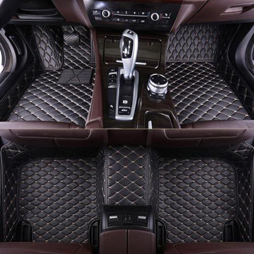 SANSHAOS Nach Maß Leder Fußmatten Auto für Mercedes E-Klasse W213 2016-2021 2022 2023, Fussmatten Auto wasserdichte rutschfeste Automatten Autoteppich Auto Deko,Black-beige