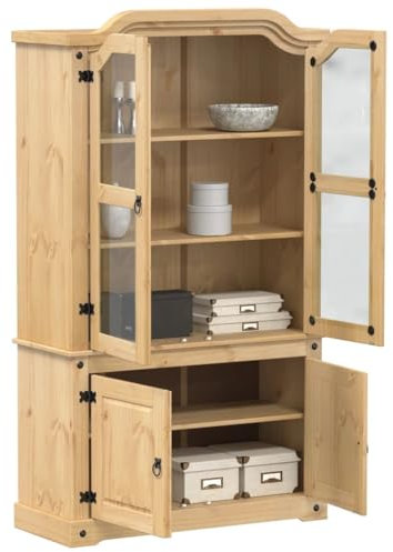 Furniture Select-Glass Vitrine Corona 103,5x42x180 cm Massivholz Kiefer