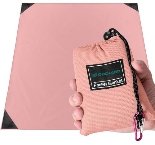 Odoland Tapis de Plage, Couverture de Plage en Nano, Imperméable Leséclaboussures, Tapis de Pique-Nique Anti Sable, 160 * 180cm, Portable Léger pour Camping, Picnic, Voyage ect, Rose