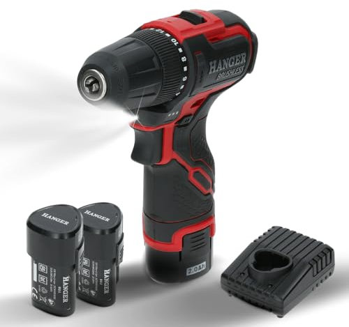 Perceuse-visseuse 12V DD12S2 Hanger - 2 batteries 2Ah + chargeur + sacoche | Puissante, légère et ergonomique | Couple 38 Nm & moteur brushless | Éclairage LED intégré