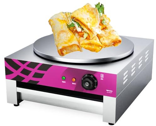 POCDOKYZ Pancake Elettrico Commerciale, Macchina per Crepes da 2800 W, 50-300 ℃ Regolabile + Riscaldamento rapido 3S + Protezione dal surriscaldamento,Natural