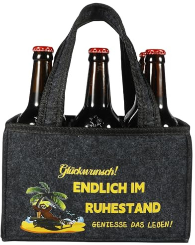 UV STYLISH Ruhestand Geschenk Männerhandtasche Bier - Flaschentasche Bierträger Flaschenträger Witziges, Lustiges Geschenk für Rentner für Vater, Ehemann, Opa, Onkel, Freunde und Kollegen