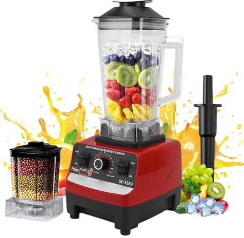 4500W Countertop Blender, Professional Food Processor, 2L Large Capacity Jug Blender with Spare 600ml Grinding Cup, 15 Speed Smoothie Blender for Smoothies, Shakes, Frozen Drinks, Ice, Sauces
