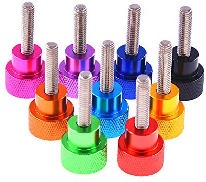 Handdrehschraube, 5 Stück M6 Aluminium-Rändelschraube mit hoher Stufe, großer Rändelkopf, handfest anziehende Schraube, Edelstahlgewinde 6–100 mm, grün, M6 x 15 mm(Purple,M6x55mm)