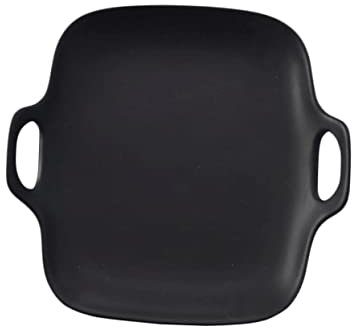 CIYODO Plato Llano Con Esmalte Mate Para Postres Bandeja De Porcelana Duradera Para Servir Frutas Del Hogar Plato Para Tartas Con Doble Asa