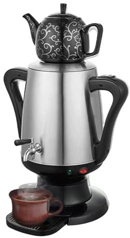 Electric Tea Maker, Stainless Steel Turkish & Russian Tea Kettle 4L with 1L Teapot - Auto Shut-Off & Boil-Dry Protection