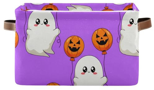 Kutsu Ghosts Holding - Contenitori portaoggetti per palloncini di Halloween, per mensole, con doppio manico, cubi pieghevoli con struttura in metallo, contenitori rettangolari per armadio, per casa