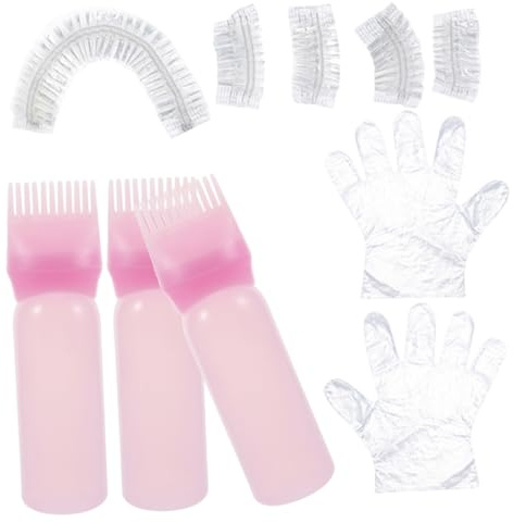 SOIMISS Kit Para Teñir El Cabello Portátil Conjunto Rosa Frasco Aplicador De Peine Para Raíces Guantes Protectores Para Uso Doméstico y Profesional