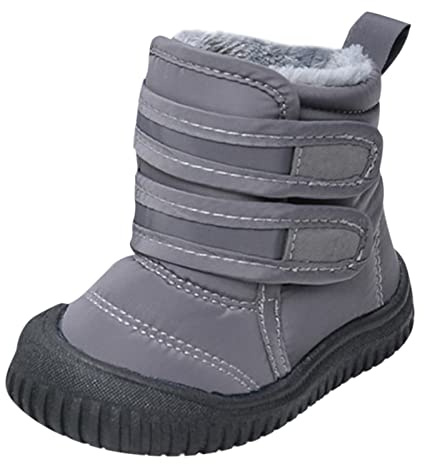 Generisch Stivali invernali da ragazza Hook Loop Low Cut Stivali da neve in tessuto impermeabile stivali da neve per bambini, scarpe invernali per ragazze e ragazzi, grigio., 23 EU