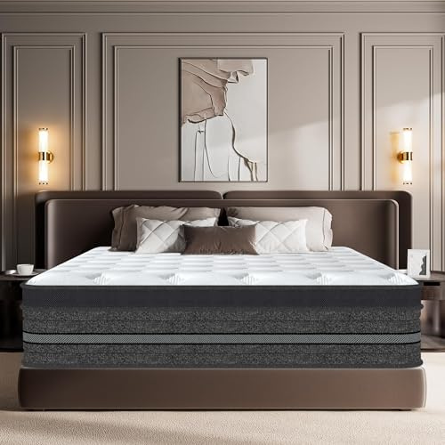 Matelas 140x200 cm, Mousse à Mémoire de Forme, Ép 32cm, Luxe Matelas à Ressorts Hybride, Ergonomie 10 Zones, Fermeté Moyenne H3, Respirante, Antibactérien, Hypoallergénique, Certifié Oeko-Tex