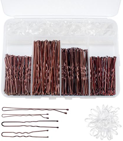 200 Stück Haarnadeln Bobby Pins Braun, Haarklammern, Hair Pins für Frauen Dame Mädchen, Haarspangen, Hair Accessories Bun Pins, mit 100 Stück Unsichtbarer Klare Haarbänder (Braun)