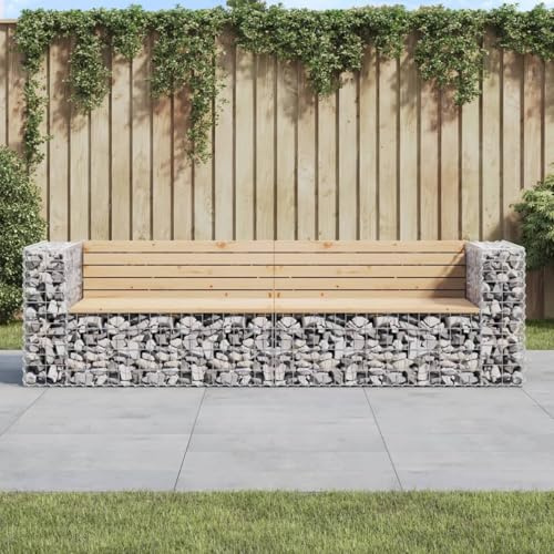 Gecheer Garden Bench Gabion Design 244x71x65.5 cm Solid Wood Pine Gabions Model3196239