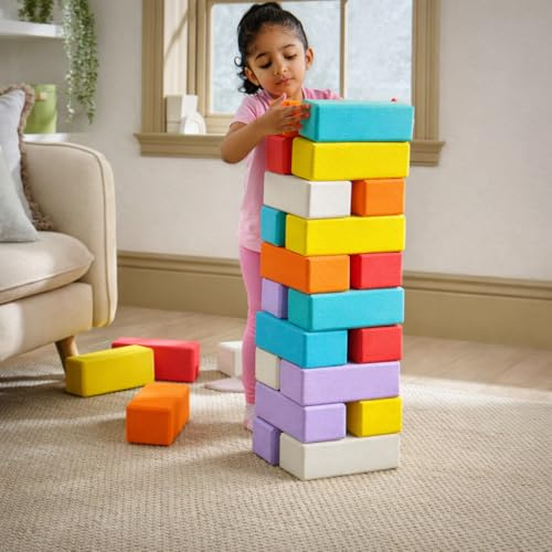 FORCEMAN Play Factory Soft Foam Building Blocks Set – 24 Colorful Blocks with Carry Case