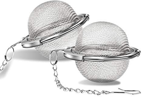 ARKTEK Tee-Ei, 2 Stück Teesieb, Teekugel mit Kette, Teeei, Gewürzsieb, Rostfreier Edelstahl, Teeei für Tasse ø 4.5 cm