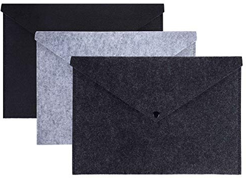 Carpeta para Documentos de archivos de fieltro expandido A4 con Cierre a Presión - Carpetas para Documentos, Certificados, Recibos Para Oficina De Escuela, Papelería, Estudiante 3 unidades