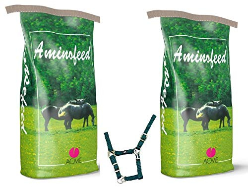 aminofeed 2 Sacchi da 20 kg per puledri e fattrici Piu 1 Omaggio Cavezza in NILON Mangime Ricco di aminoacidi vitamine e minerali per Tutte Le Fasi di Allevamento del Cavallo