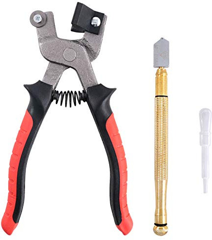 Swpeet 3 Stk Mosaik-Werkzeug-Set,robuste Glasmosaikzange und 3-18 mm Glasschneider,Griff im Bleistift-Stil, Ölzufuhr, Hartmetall-Spitze, Schneidwerkzeuge für Mosaik,Fliesen,Schleifen von Glas Keramik