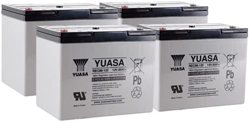 4X AGM 12V / 80Ah Yuasa Blei-Akku - REC80-12I Zyklenfest kompatibel zu 60Ah, 75Ah, 77Ah