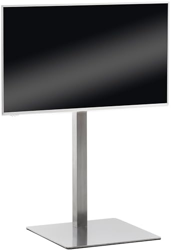 CLP TV Ständer für 55-57 Zoll VESA 100x100 bis 600x400, Stabiler universal Standfuß, Fernseher belastbar bis 40KG, Farbe:Edelstahl, Form:eckig