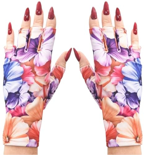ManiGlovz Guantes de manicura con protección UV, protección solar, para usar con UV y luces LED secas (impresión artística a juego