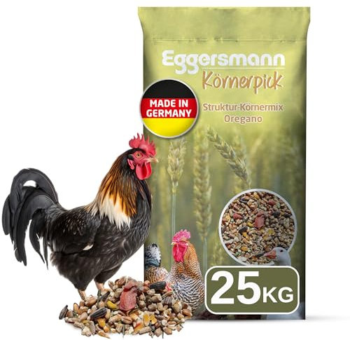 Eggersmann Körnerpick 25 kg Hühnerfutter - Struktur Körnermix Oregano - Hühner Körnerfutter Basic Geflügelfutter - Premium Körnermischung für Hühner Gänse und Enten