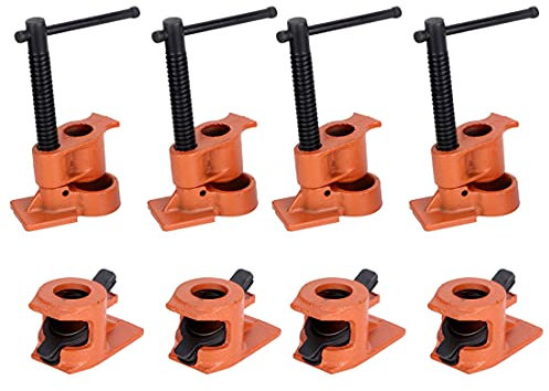 4 Stück Rohr Schraubzwinge 1/2 Zoll, Rohrzwingen Set Hülse, Schnellspann Mechanismus Rohrschellenbacken, Rohrschelle Schraubstock Holzbearbeitung Clamps Rohrschraubzwinge Set für Holzrohre Rohrklemmen