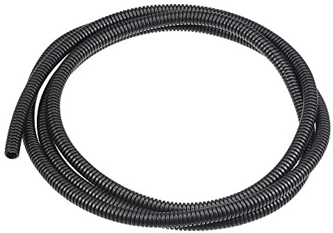 sourcing map 2 M 7 x 10 mm PP Split Corrugated Conduit Tube for Garden,Office Black
