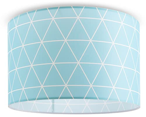 Paco Home Lámpara De Techo Luminaria De Suspensión Salón Dormitorio Colgante Comedor Mesa Comedor Escandinava Motivo Rombos E27, Tipo de lámpara: Luz de techo - Blanco, Color/Tamaño:Azul (Ø38cm)