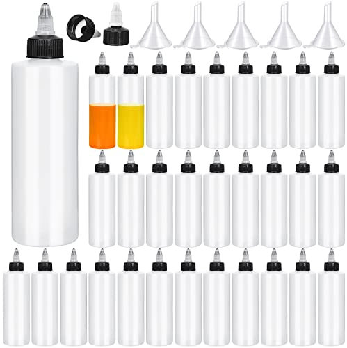 Eccliy 50 Pack 8.5 oz Plastic Squeeze Condiment Bottles with Twist on Cap Lids, Sauce Squeeze Multipurpose Squirt Bottles for BBQ Sauce Dressing Grilling Crafts Syrup Oil, 250 ml