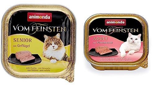 animonda Vom Feinsten Senior Nassfutter, für ältere Katzen ab 7 Jahren & Nassfutter Katze Adult - mit Putenherzen 32 x 100g - hochwertiges Premiere Katzenfutter Nass getreidefrei