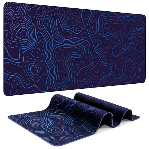 【7 Patterns 3 Sizes】【1 Pack / 2 Pack】Topographic Contour Large Mouse Pad Gaming Giant Big Desk Mat Desk Pad Computer Keyboard Mousepad with Stitched Edge for Home Office Work - 39.5L*16.8W
