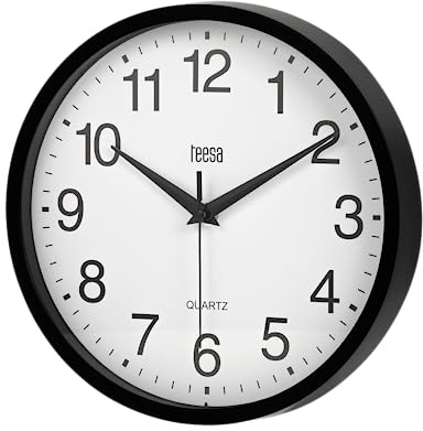 Teesa Universelle analoge Wanduhr 25 cm TSA0037B Schwarz