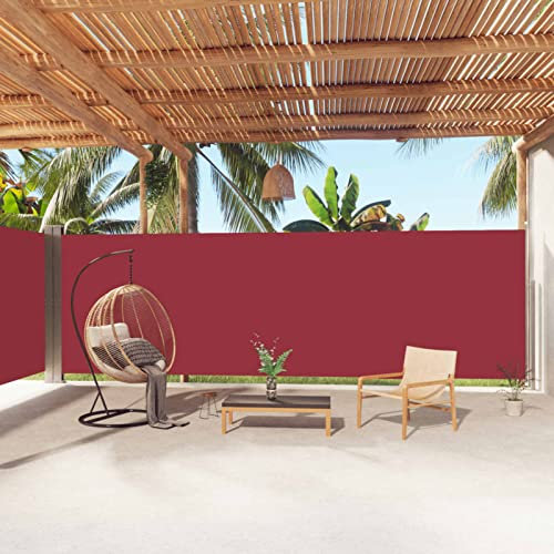 ZEYUAN Seitenmarkise Ausziehbar, Windschutz Terrasse, Balkon Windschutz, Balkon Sichtschutz, Sichtschutz Zaun, Sichtschutzzaun, Markise Balkon, Sichtschutzwand, Rot 200x1000 cm