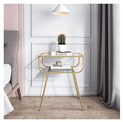 HASMI Table de Chevet 1pc Petite Table de Chevet de Chevet Teectes Table de Chevet Moderne Table de Chevet Chambre Meubles Fer à Repasser Cabinet de Rangement Chevet de lit (Color : Golden)