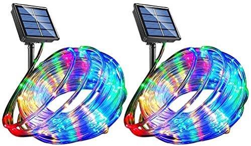 40FT Solar Rope Lights IP67 Waterproof Outdoor 8 Modes Fairy String Tube Lights for Garden Party (2pcs)