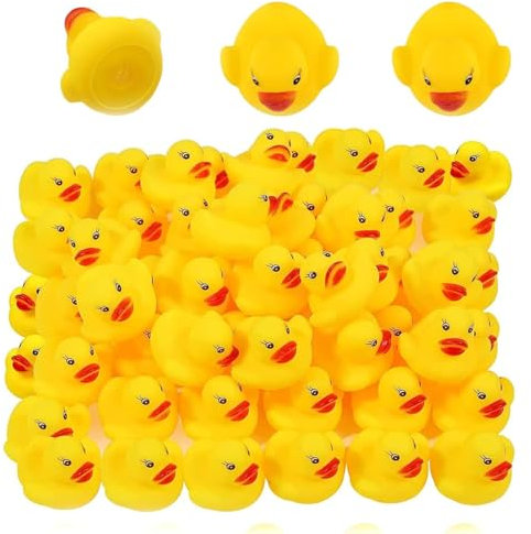 Rubber Ducky Bath Toy for Kids , Float and Squeak Mini Small Yellow Ducks, Baby Shower Toy Party Decoration Fishing Game for Toddlers Boys Girls (Yellow A:30 PCS)