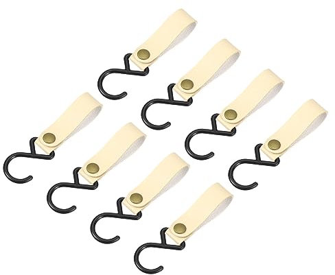 QUARKZMAN 8Stk Leder S Haken Camping Haken Aufhänger Mehrzweck S-Geformt Aufhänger für Außen Picknick Hängen Töpfe Pfannen Utensilien Beige