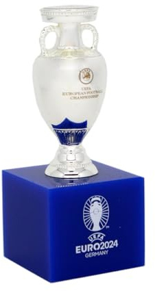 UEFA Euro 2024 AMBALLCOM | Trofeo Replica piattaforma acrilica con logo | Coppa - altezza 70 mm | Regalo per gli appassionati di calcio