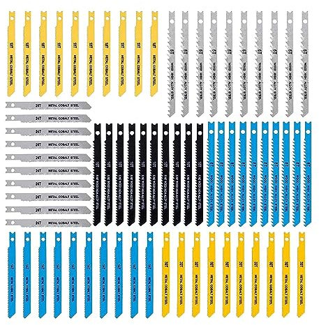 Closer 70-Teiliges Stichsägeblatt-Set mit U-Schaft, 6-32 TPI Stichsägeblätter zum Schneiden Von, Kunststoff und Metall, für die Meisten U-Stichsägen