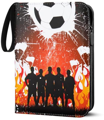 Sammelalbum für Fußball Karten, 50 Seiten 400 Karten Kapazität FußballSammelalbum, PU Tragbar Wasserdicht Karten Halter Heft Ordner Buch kompatibel Fußballkarten Geschenk für Kinder